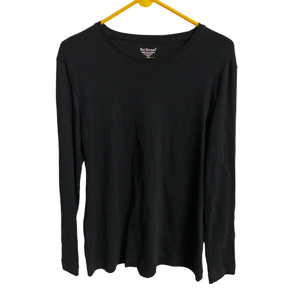 Bay Studio Jersey T Shirt Womens Size XL Black long Sleeved  Pima Cotton Capsule